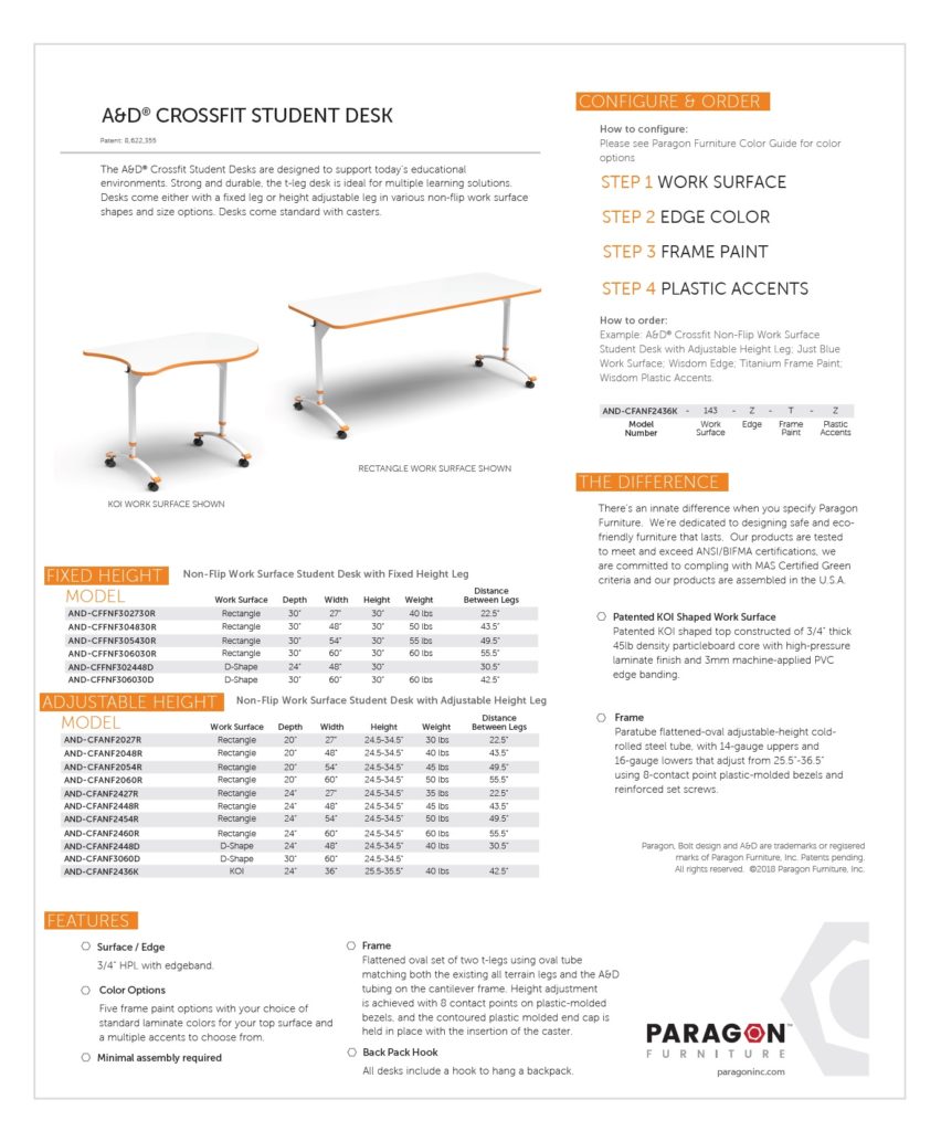 Crossfit-Student-Desk-Table-Cut-Sheet-Paragon-Furniture